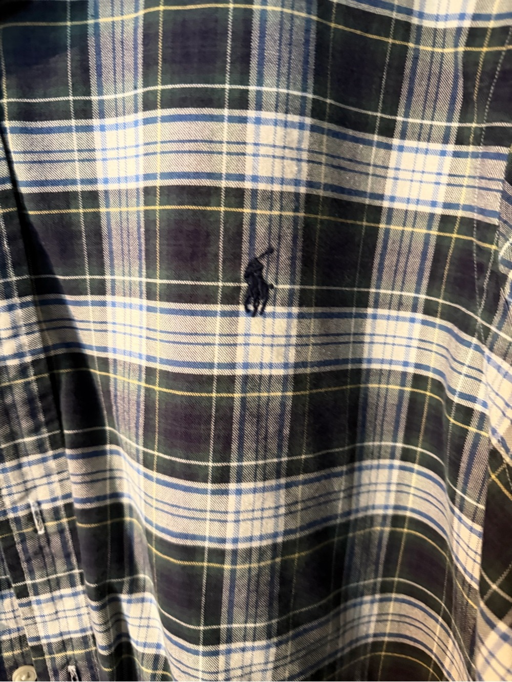 Ralph Lauren Men's Navy and Green Plaid Button-Down Shirt - Picture 3 of 4
